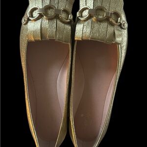 Kate Spade Gold Flats with Decorative Rosettes